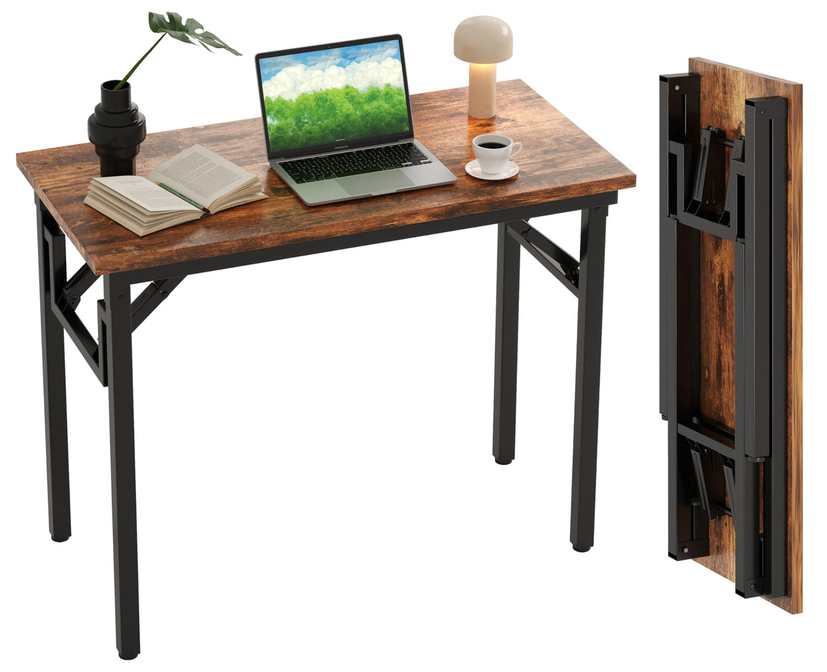 Xyphren Small Folding Desk, No Assembly- 80x40cm Folding Computer Desk, Perfect Office Desk for Small Spaces in Bedroom,Outside