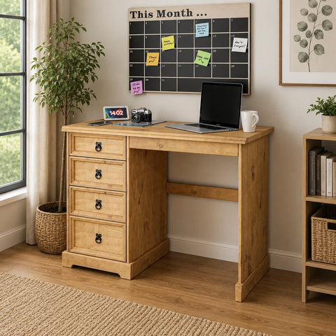 Mews Corona Dressing Table 4 Drawer Desk Computer Mexican Solid Pine
