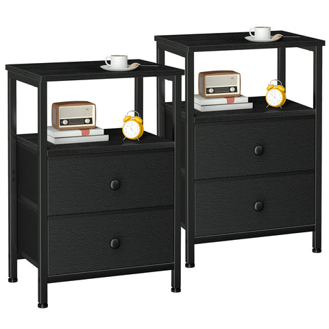 LOAKEKEL Bedside Table, Side Tables Set of 2 with 2 Fabric Drawers