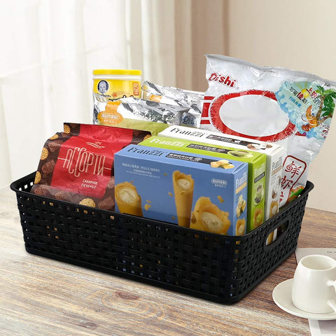 Bringer Plastic Office Paper Storage Basket Tray, Set of 6 A4 Size Storage Basket Tray, Black