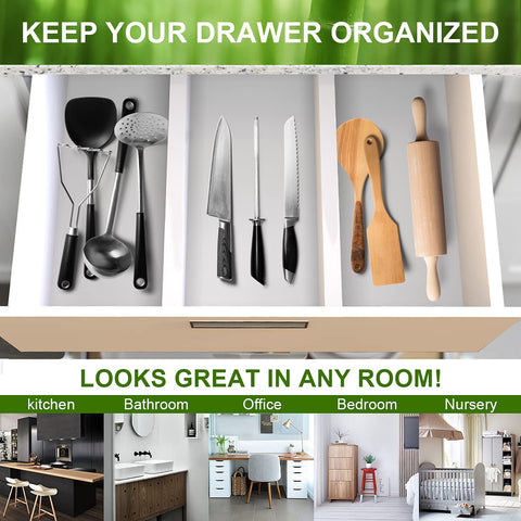 ANTOWIN Bamboo Drawer Dividers, Drawer Separators Splitter,17-22 inches Long Adjustable Spring-loaded Organizer for Large Utensil, Clothes