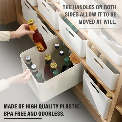 MaxEarn 4Pcs Plastic Storage Boxes with Lids, 23L Stackable Storage Baskets with Handles, 37x26x24cm Cupboard Organiser