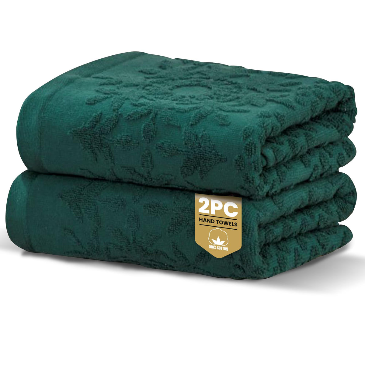 Rapport Home Versailles Jacquard Hand Towels 2 Pack - Jade Green, 50x85cm