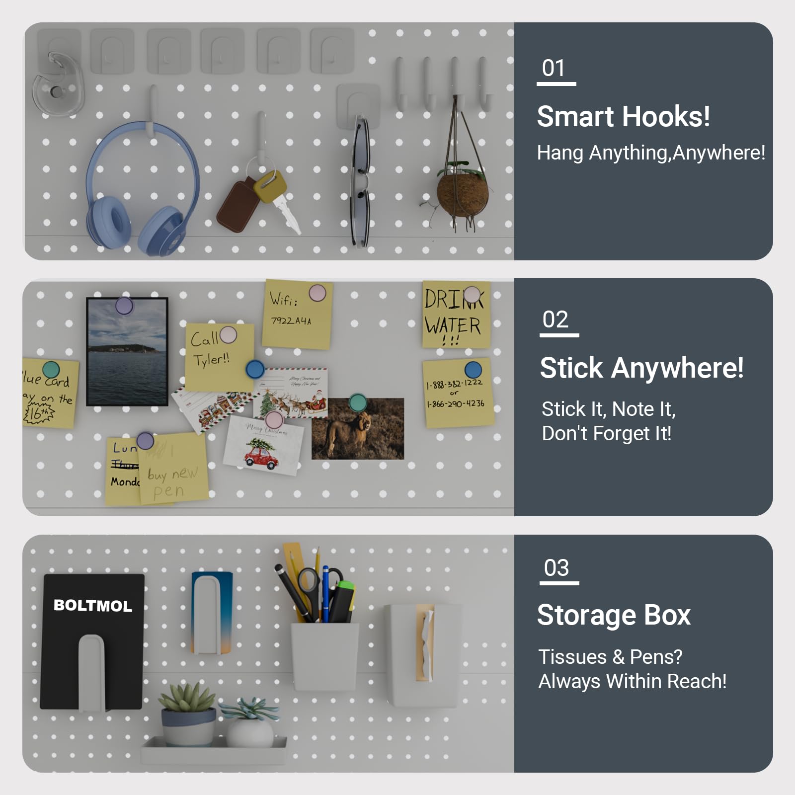 Boltmol Clamp-on 2-Tier Desk Shelf,White 80CM, Desktop Organizer With Pegboard, Countertop Storage Bookcase For Home, Office Or Dorm