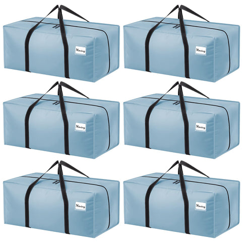 Dntorx 6 Pack 120L Moving Bags and Storage Bag Dorm Moving Essential, Blue