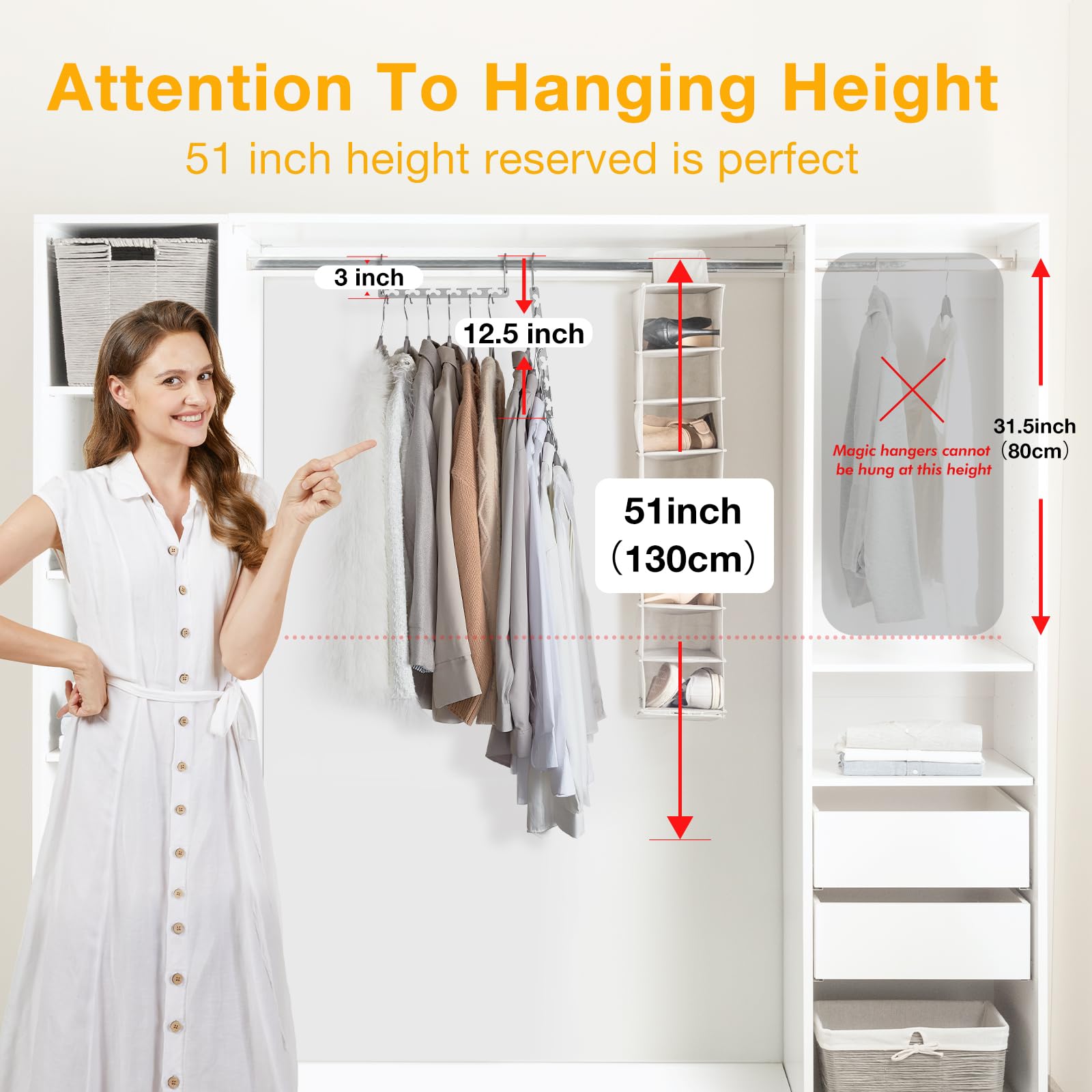 HOUSE DAY Magic Hangers Space Saving Hanger for Wardrobe Clothing Hanger Oragnizer Closet Space Saver Hangers (12 Pack)