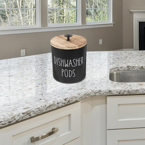 Zerodeko Round Dishwasher Pod Holder with Lid Laundry Storage Container Lidded Storage Box for Dishwasher Tablets Laundry and Small Beads Kitchen