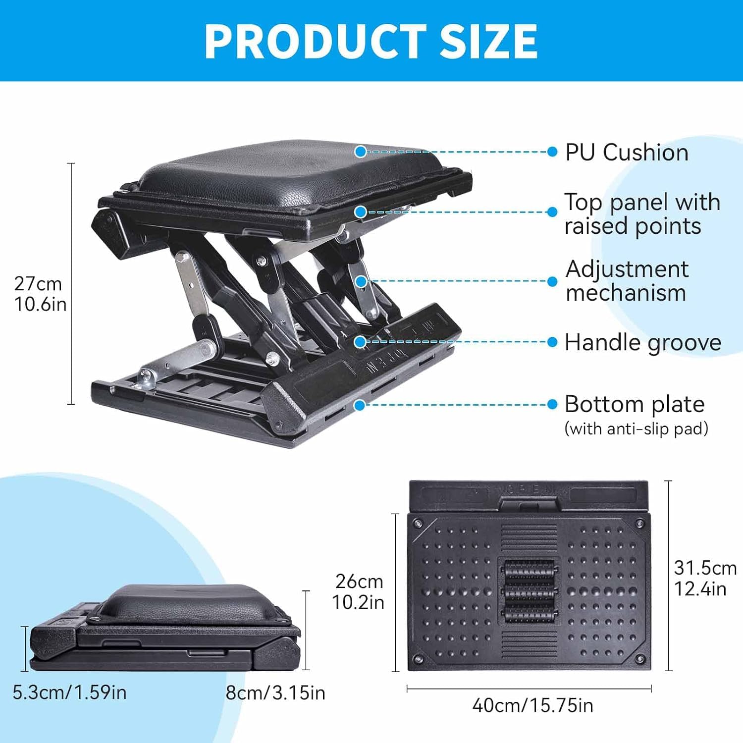 Foot Rest Under Desk Infinite Adjustable, for Office Home Gaming, Foldable