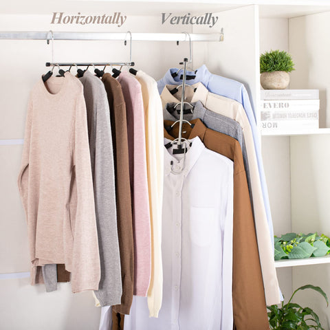 Shirt Hangers Space Saving, Non Slip 5 in 1 Coat Hangers, Black, 2Pack