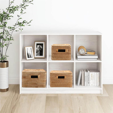 IGNPION Rattan Wicker Storage Basket With Lid, Decorative Multipurpose Storage Bin for Shelves, Bathroom, Kitchen, Living Room, Office