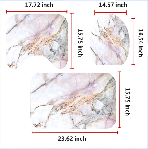 YULUOSHA 4 Pcs Marble Texture Shower Curtain Set with Non-Slip Rugs, Toilet Lid Cover and Bath Mat Natural Marble Abstract Shower Curtain Bathroom