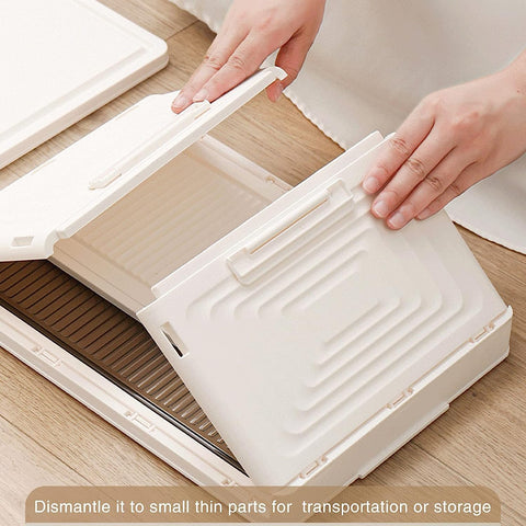 Cozyswan Dustproof Storage Box Shelf Plastic Bedside Table on Wheels, White Cupboard Clothes/Shoes Storage Books/Toys/Snack Organizer Cart for Living