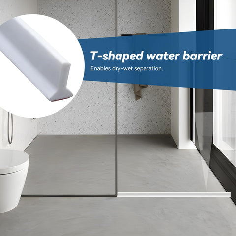 1.2M T Silicone Shower Threshold Water Barrier,Wet Room Bathroom Floor Beading,Shower Tray Sealing Strip,Tile Edge Caulk Trim for Bathroom
