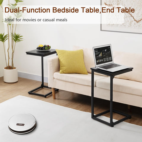 AMHANCIBLE C-Shaped Side Table, Side Table Living Room, Sofa Table Set of 2