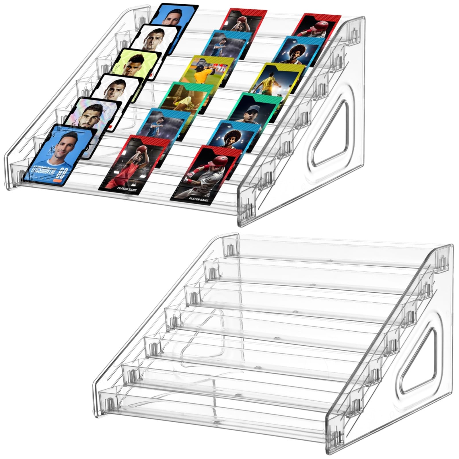 SWEWARM 2 Pcs 7 Tier Acrylic Card Display Stands, Clear Rack Holders for Trading, Business, and Greeting Cards