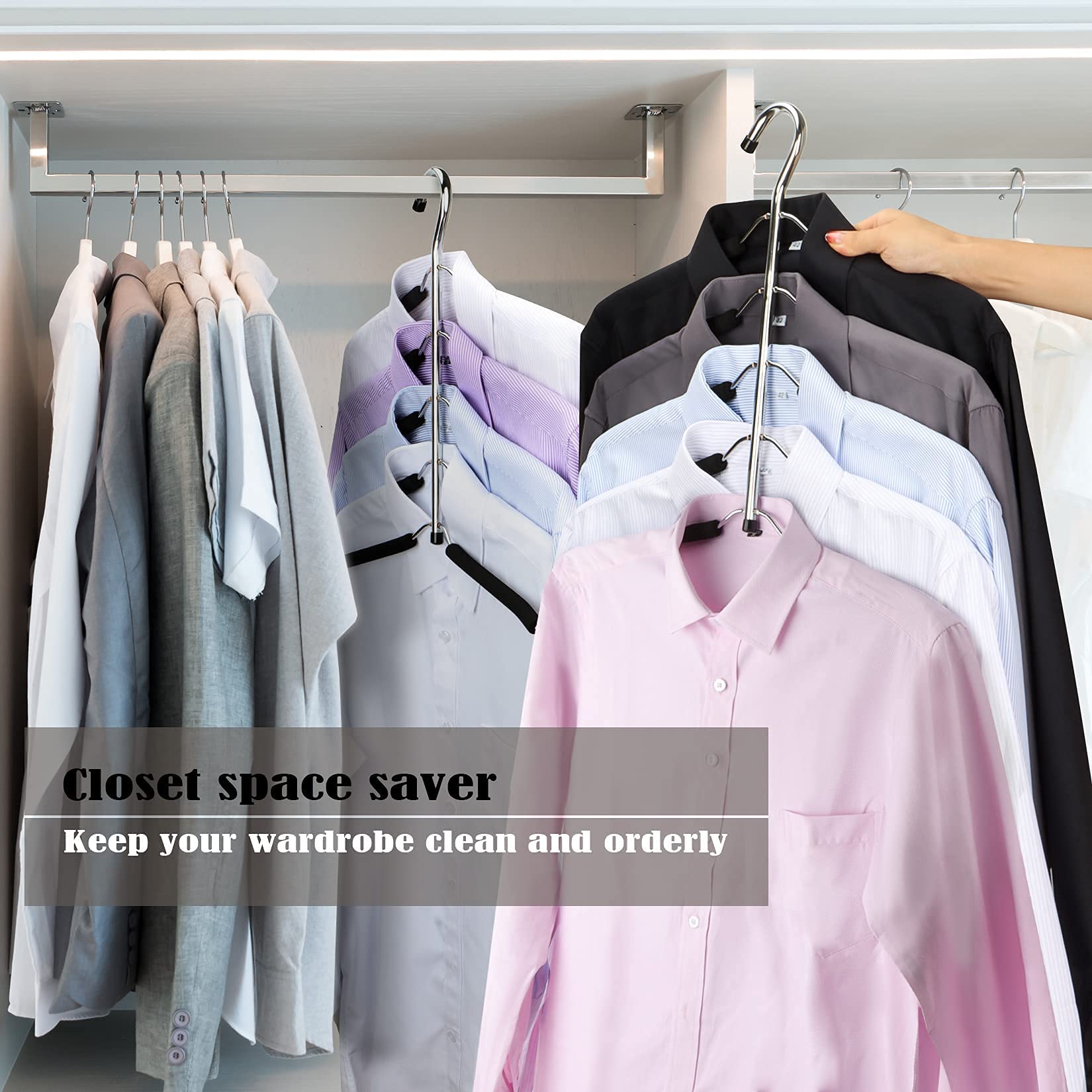 5 in 1 Multi-Layer Metal Hanger Multi-Layer and Multifunctional Organizer with Non-Slip Sponge for Jeans Skirts T-Shirts Trousers Storage for Clothes