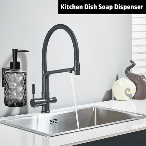 GKSCXEXE Wall Mounted Soap Dispenser, 330ml Glass Black Soap Dispenser