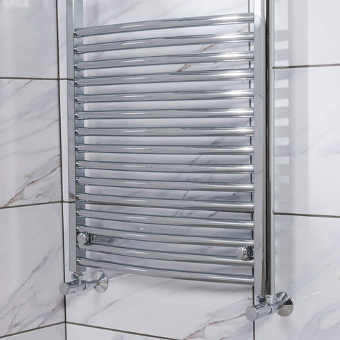Warmehaus Curved Heated Bathroom Towel Rail Radiator 1200x600 Chrome