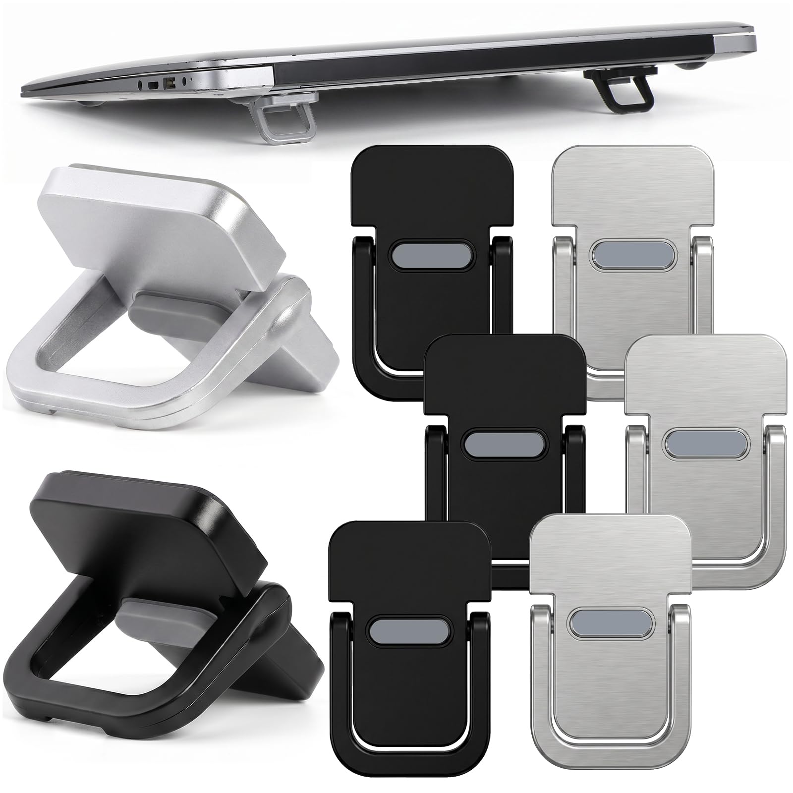 Bremorou 8 Piece Keyboard Riser Adjustable Angle Keyboard Stand Portable Foldable Laptop Feet Self-Adhesive Invisible Mini Keyboard Stand Fits Most