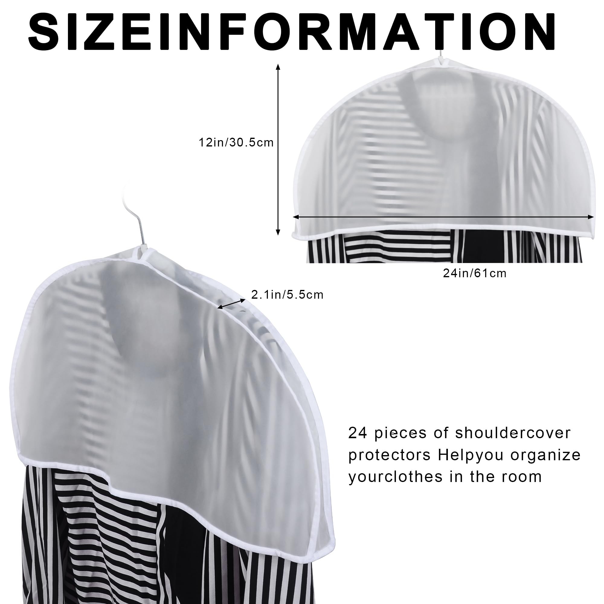 24PCS Garment Covers For Hanging Clothes, Shoulder Covers For Hanging Clothes, Dust Covers For Hanging Clothes, Suit Covers For Closet