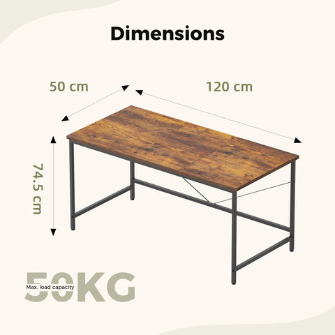 Mericonia Basic Computer Desk, 2 pieces Desktop, 120x50cm, Brown