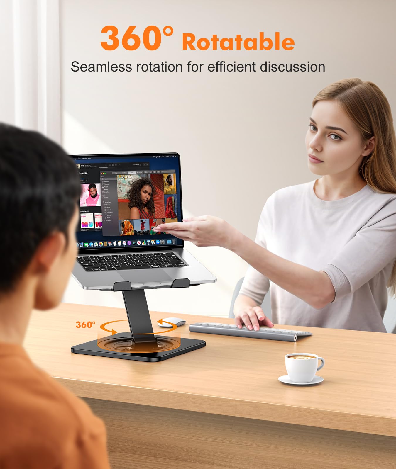 EOIWUY Laptop Stand with 360° Swivel Base, Foldable Laptop Riser for Desk