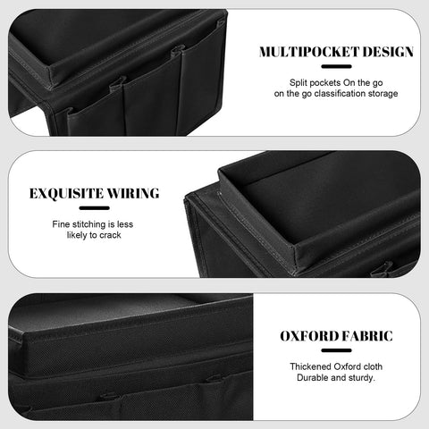 LCFVOFU Sofa Armrest Organizer with Tray, Armchair Tray with 4 Bags, Sofa Arm Table for TV Remote Drinks Magazine Book Phone Snacks Glasses