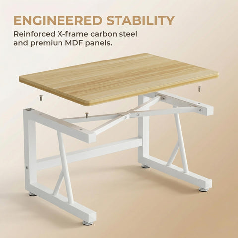 Metal Wood Printer Stand for Desk,2 Tier Desktop Printer Table,48x30x27cm