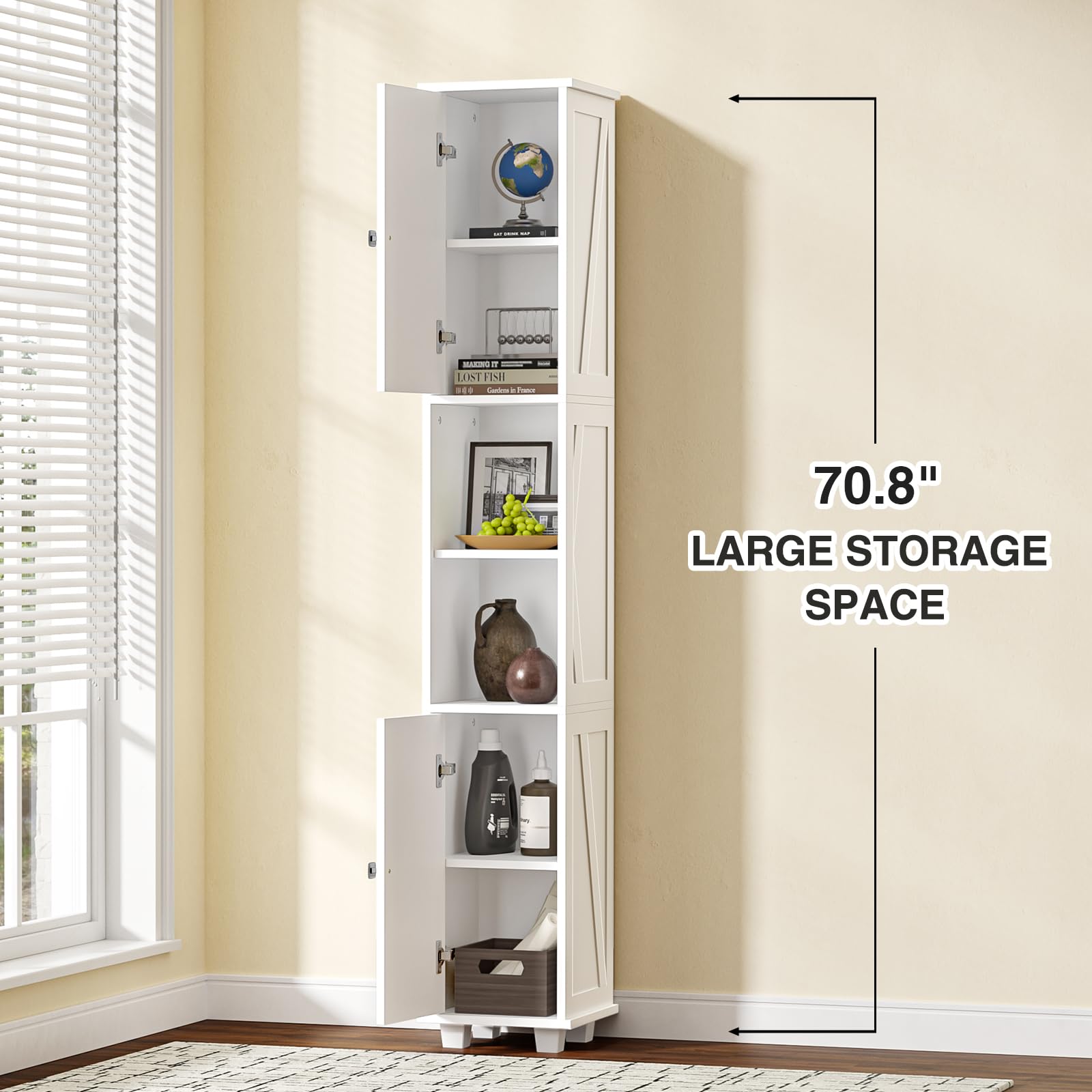 Skokliz Tall Bathroom Cabinet Storage, 180x30x30 cm Bathroom cupboards