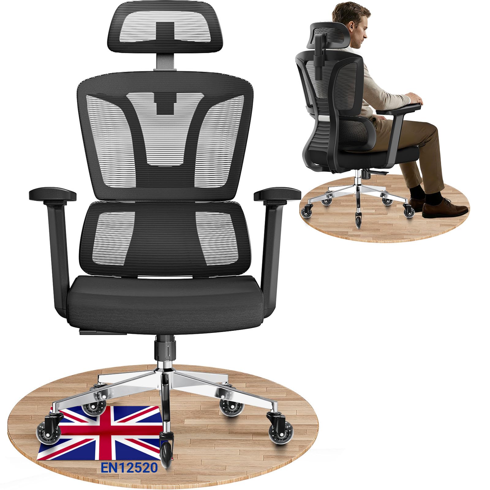 MELOKEA Ergonomic Office Chair, Heavy Duty Big and Tall Desk Chair