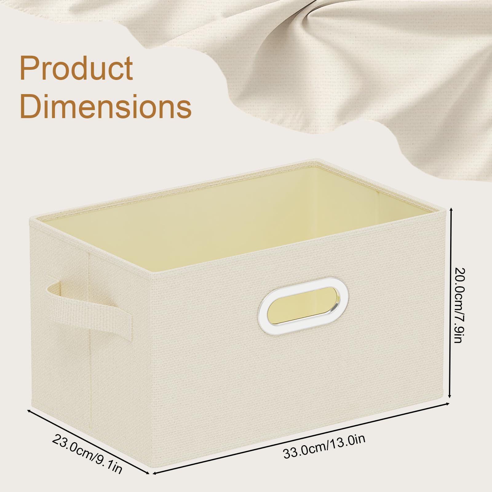 ENUMAIL Collapsible Open Storage Baskets,33x23x20cm,Beige,4 Pack