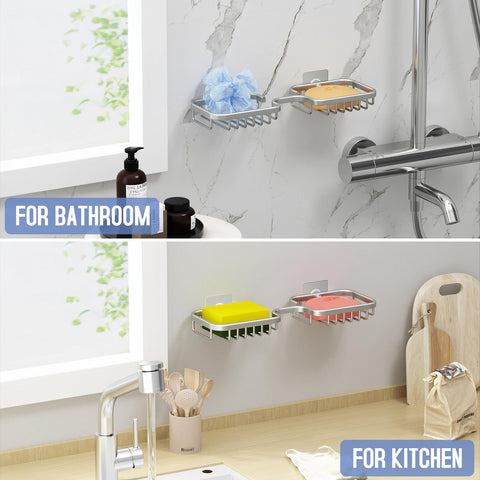 Dancrul Bathroom Soap Dishes, Bar Soap Holder for Shower Wall, Rust Proof Metal Self Draining Soap Tray, Wall Mounted Soap Dish for Shower