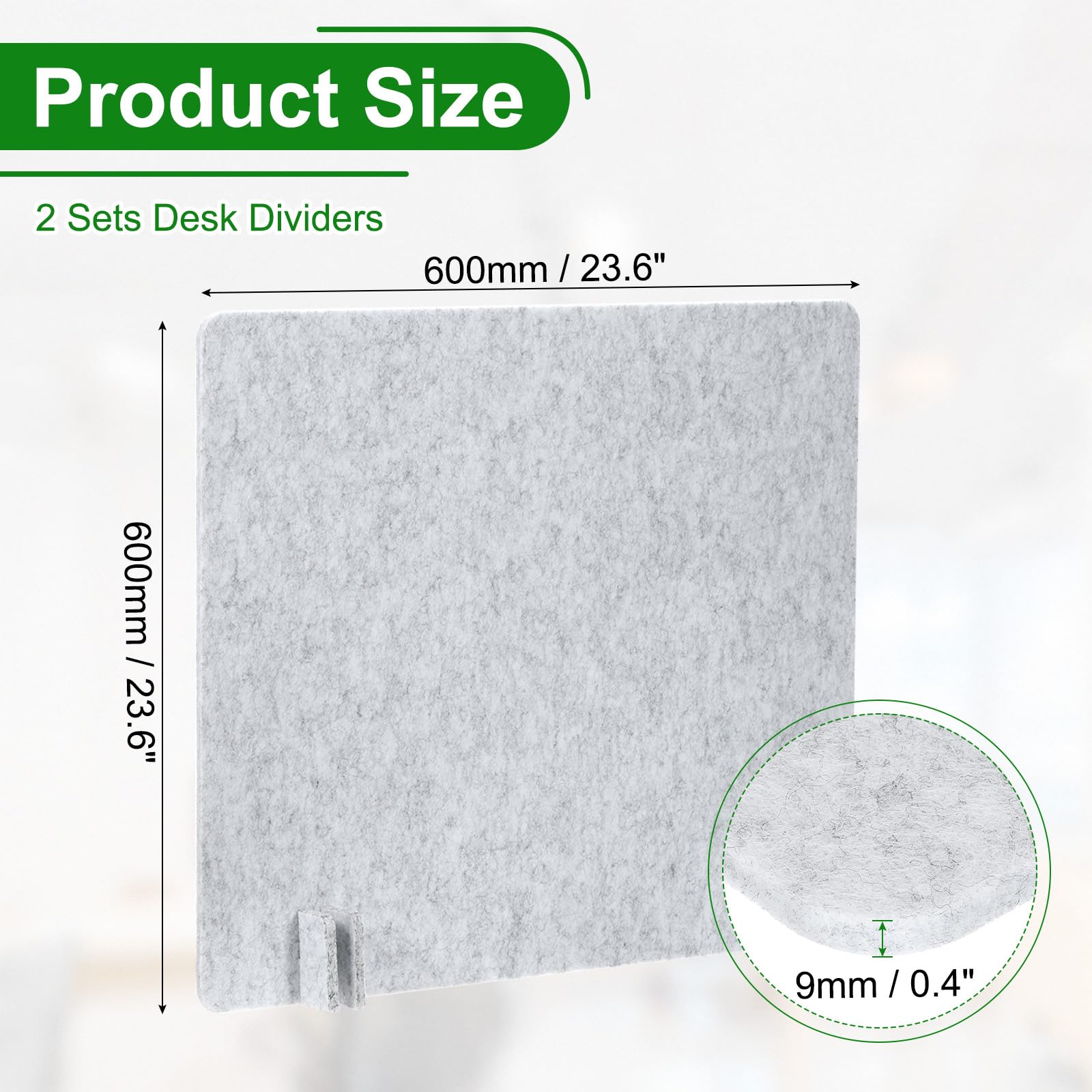 PATIKIL Desk Divider, 2 Set 24 x 24 Inch Acoustic Freestanding Desk Divider Desk Privacy Panel with 8 Pcs Support Feet for Library Office Workstation