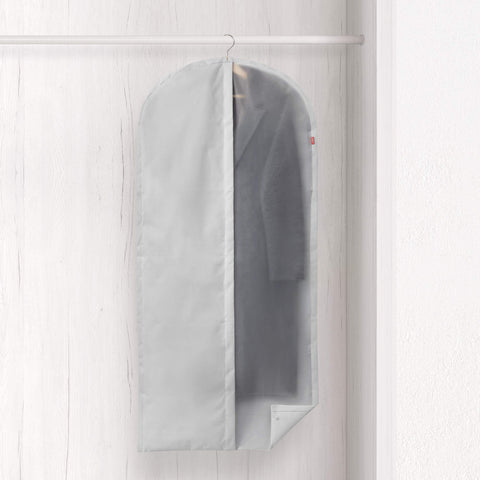 Rayen - Wardrobe clothes cover. Zip-up hanging suit cover. Dress cover resistant to dust, moisture and moths. 60 x 135 cm. Light Grey/Translucent
