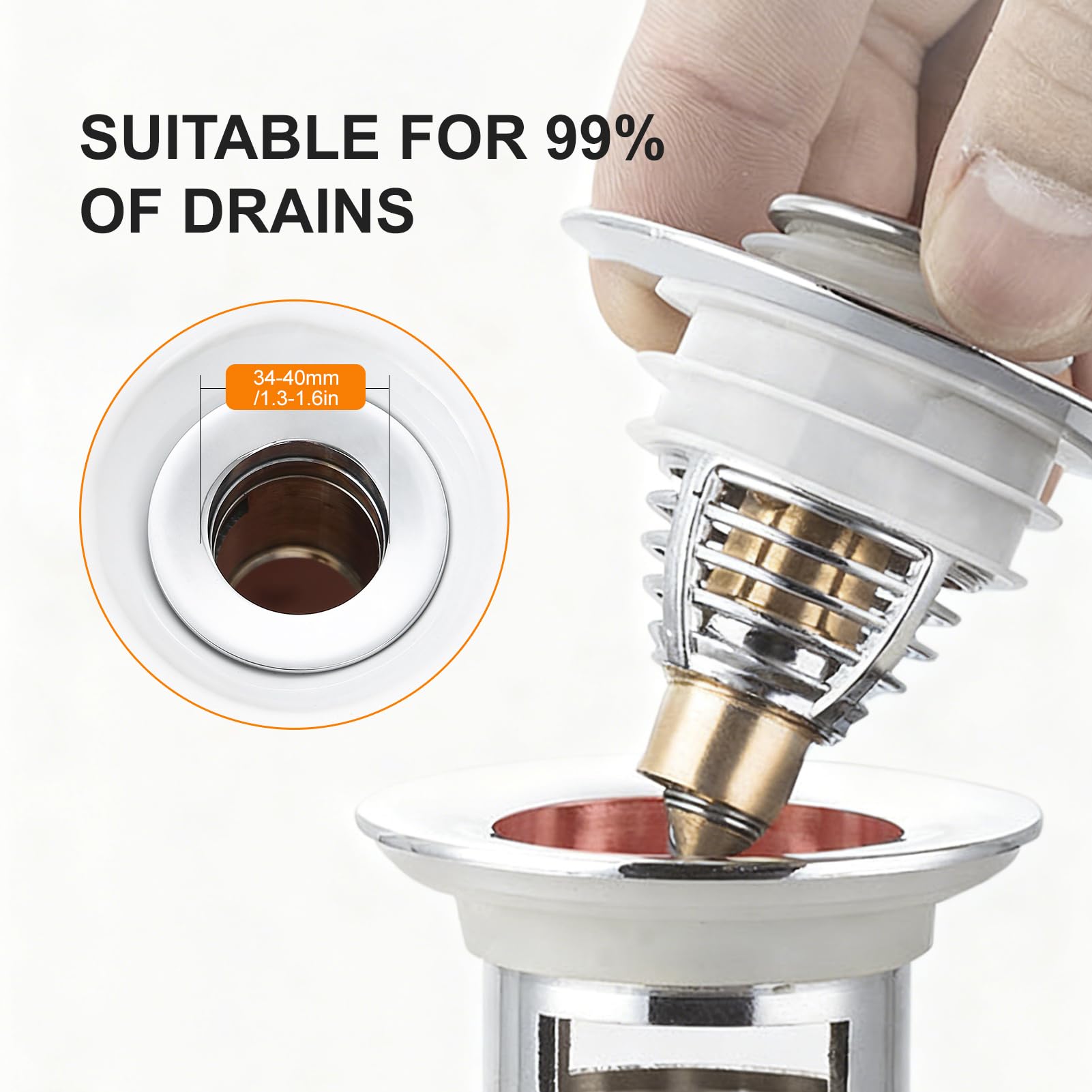 Sink Plug Replacement, P-op Up Sink Hole Cover with Strainer Hair Catcher for 32-42mm Drain Holes