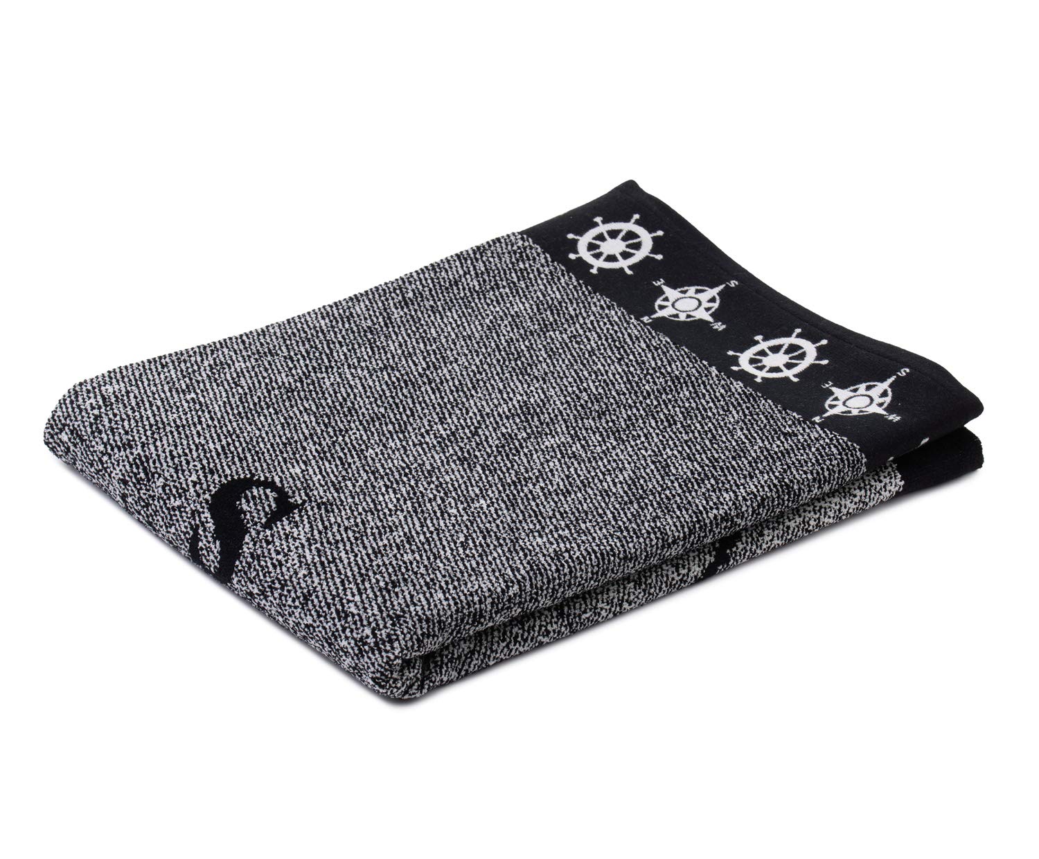 Gözze - Beach Towel with Compass Design, 100% Cotton, 90 x 180 cm - Silver