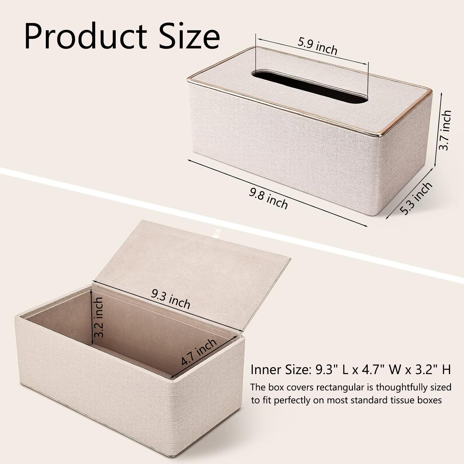 Rarapop Tissue Box Cover, PU Leather Tissue Case Holder, Rectangular Tissue Box Cover, Tissue Paper Dispenser for Bathroom Home Office Car Decoration