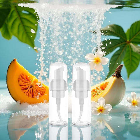 2 Packs Transparent Foam Pump Bottle Travel Small Size Mousse Foam Dispenser Mini Empty Clear Plastic Foaming Soap Dispenser Refillable Pump