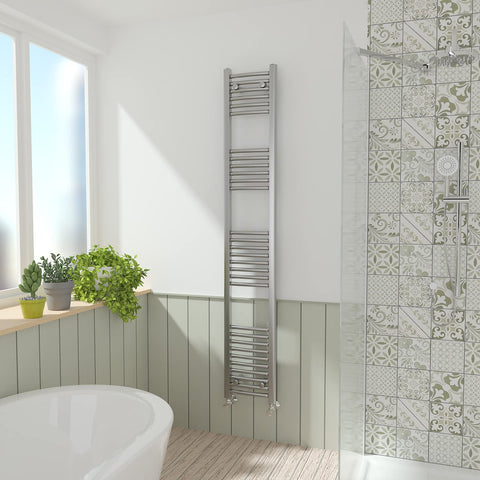 NRG Chrome Curved Central Heating Towel Rail Heated Rad Radiator 1800×300mm