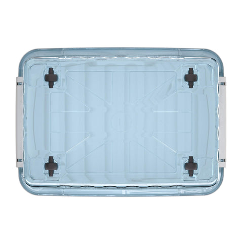 Cetomo 35L*4 Plastic Storage Boxes with Wheels, Lidded Storage Box with Secure Side Latches, PP Nestable and Stackable Clear Organizer for Home