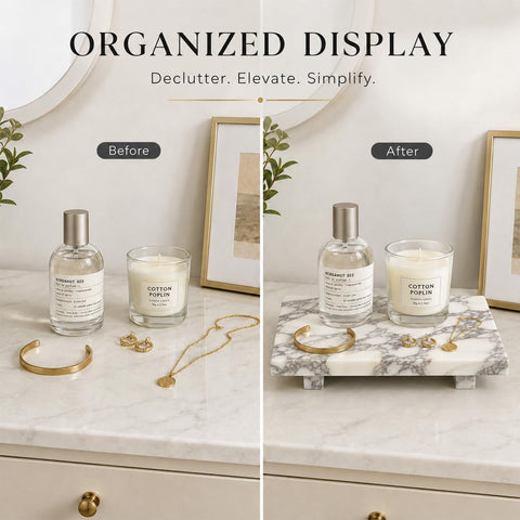 Marble Pedestal Tray for Perfume, Jewelry & Vanity Organizers