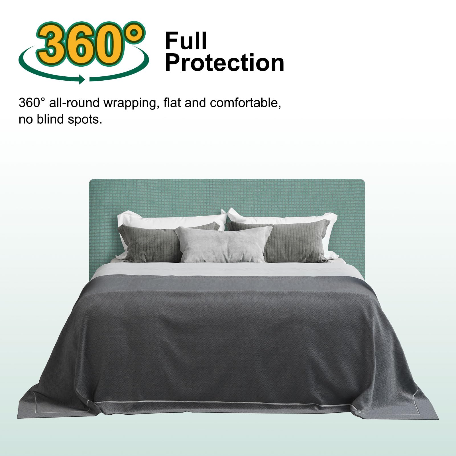 Bed Headboard Cover Dustproof Protector Jacquard Furniture Cover for 1.7-1.9m, Green