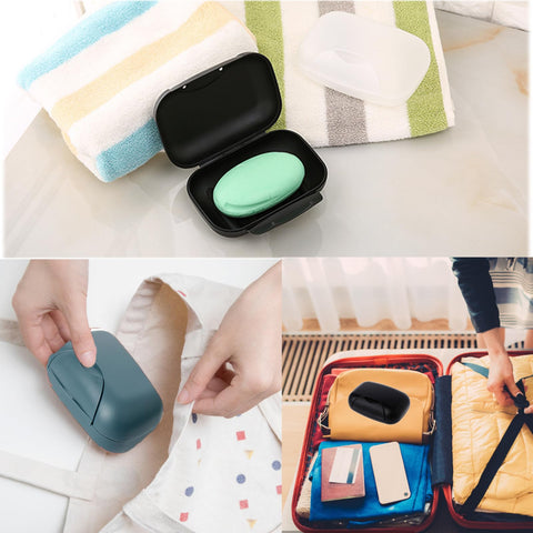 3-in-1 Soap Case - Waterproof & Leakproof Soap Bar Holder with Lid - Portable for Shower & Travel (Black, White, Navy Blue)