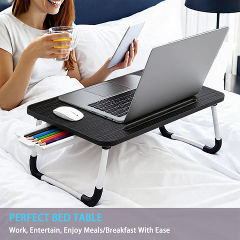 Small Lap Desk，Laptop Bed Desk 48 x30 cm for Breakfast in Bed, Work and Study, Home Office, Laptop Stand for Sofa、Couch、Bed, (Small Black 48x30)