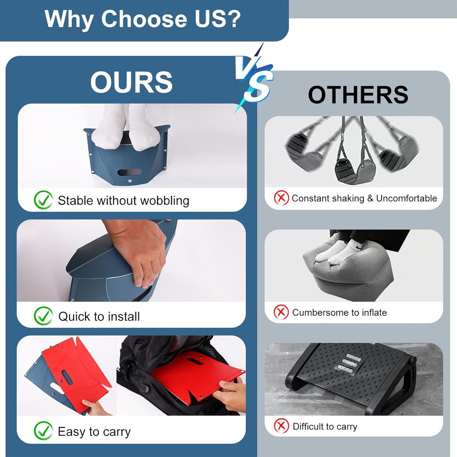 2 PCS Airplane Foot Rest, Folding Stool, Folding Foot Rest, Portable Airplane Footrests for Travel, Folding Foot Stools