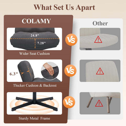 COLAMY 360° Swivel Home Office Chair – Thick Padded Corduroy Desk Chair with Metal Base, Modern Comfortable Computer Chair for Study or Living Room