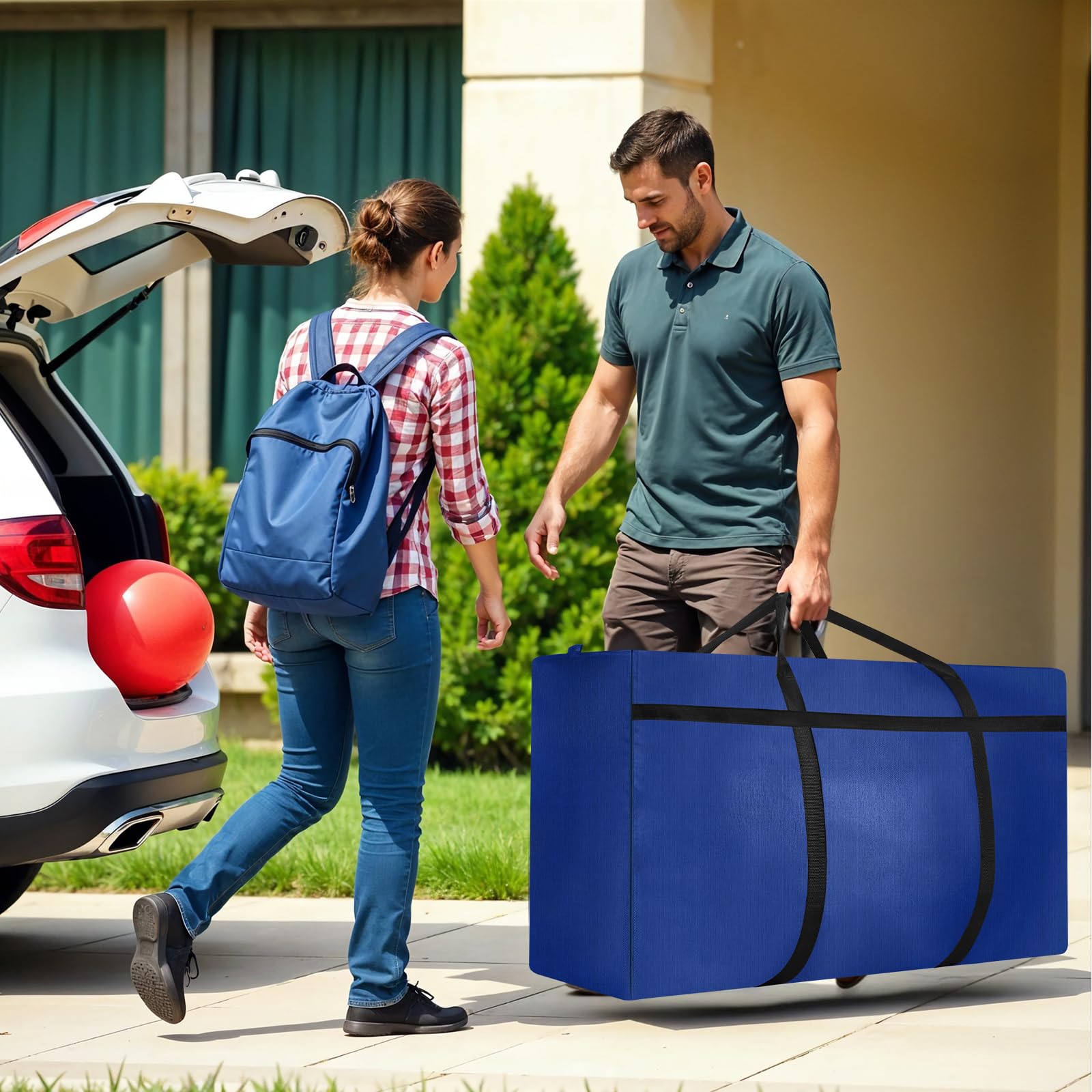 2 Pack 180L Jumbo Moving Bags, Storage Bags, Moving Box with Zip, Blue