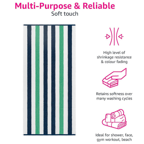 CASA COPENHAGEN Monaco Beach Towels, durable & long-lasting, quick-drying, for pool, bath & shower, 76 x 152 cm, 4-piece set of cotton beach towels