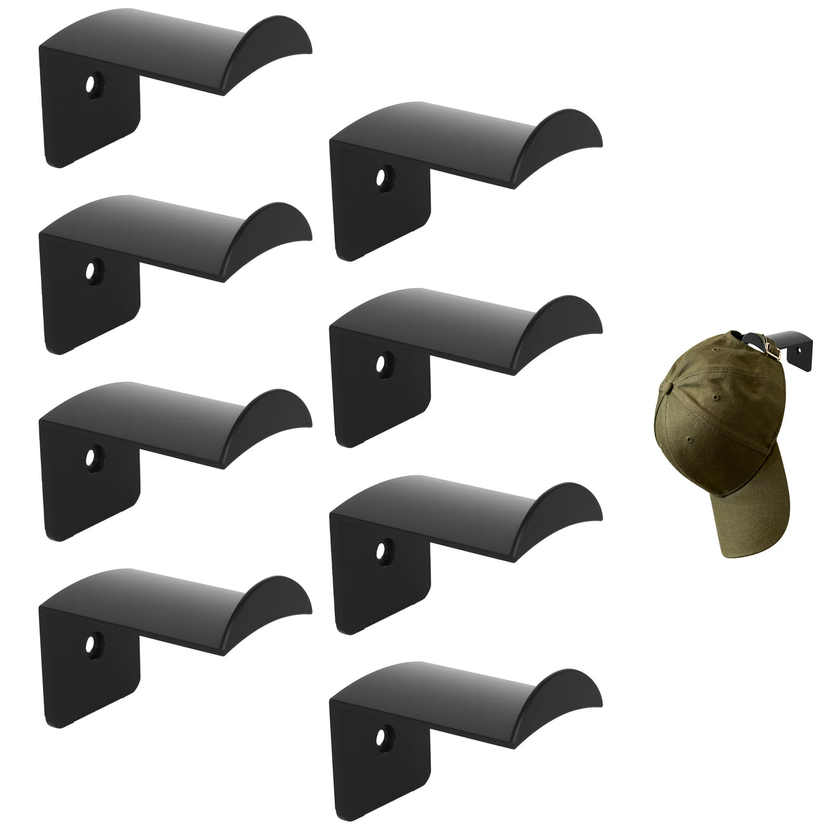 ZHABAYEN 8 Pcs Adhesive Hat Hooks,No Drilling Cap Hooks for Wall