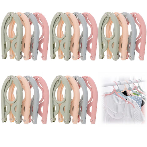 20pcs Folding Clothes Hangers, 4 Colors Travel Hangers Foldable